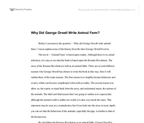What Was The Authors Purpose For Writing Animal Farm