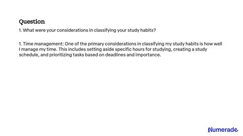 What Were Your Considerations In Classifying Your Study Habits