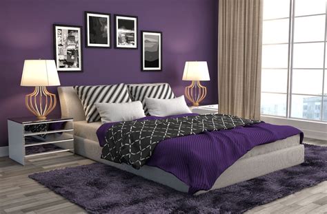 What color goes with purple in a bedroom