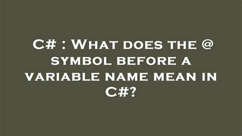Infographic explaining the @ symbol in C