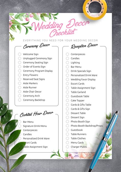 What is Included in the Printable Wedding Checklist?