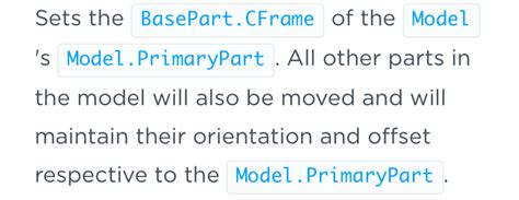 What is difference between model:SetPrimaryPartCFrame(cf) vs 