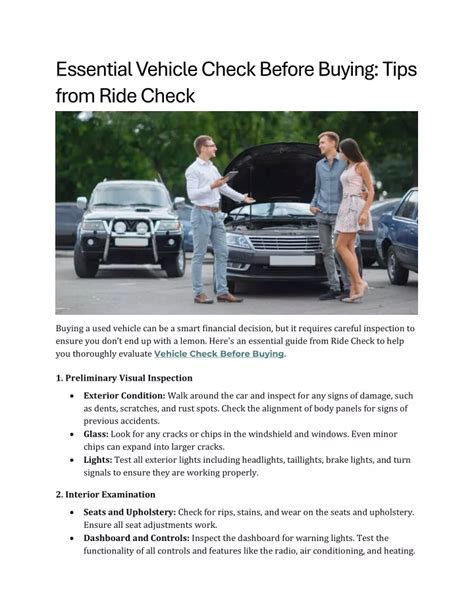 What to Check Before Buying: Essential Inspection Tips