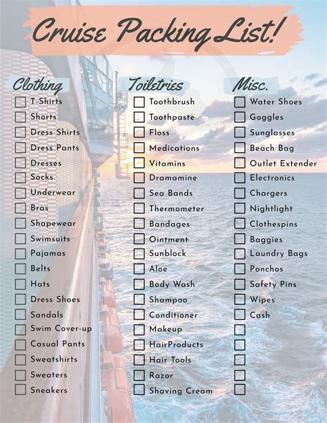 What to bring on a cruise