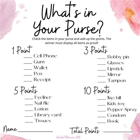 Whats In Your Purse Game Free Printable