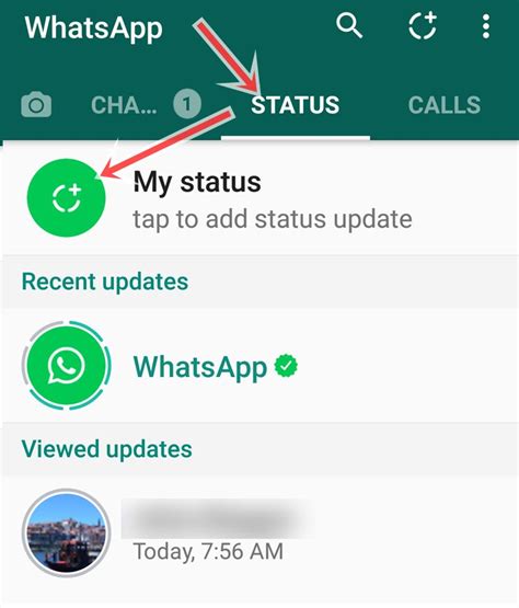 WhatsApp Status Step 1