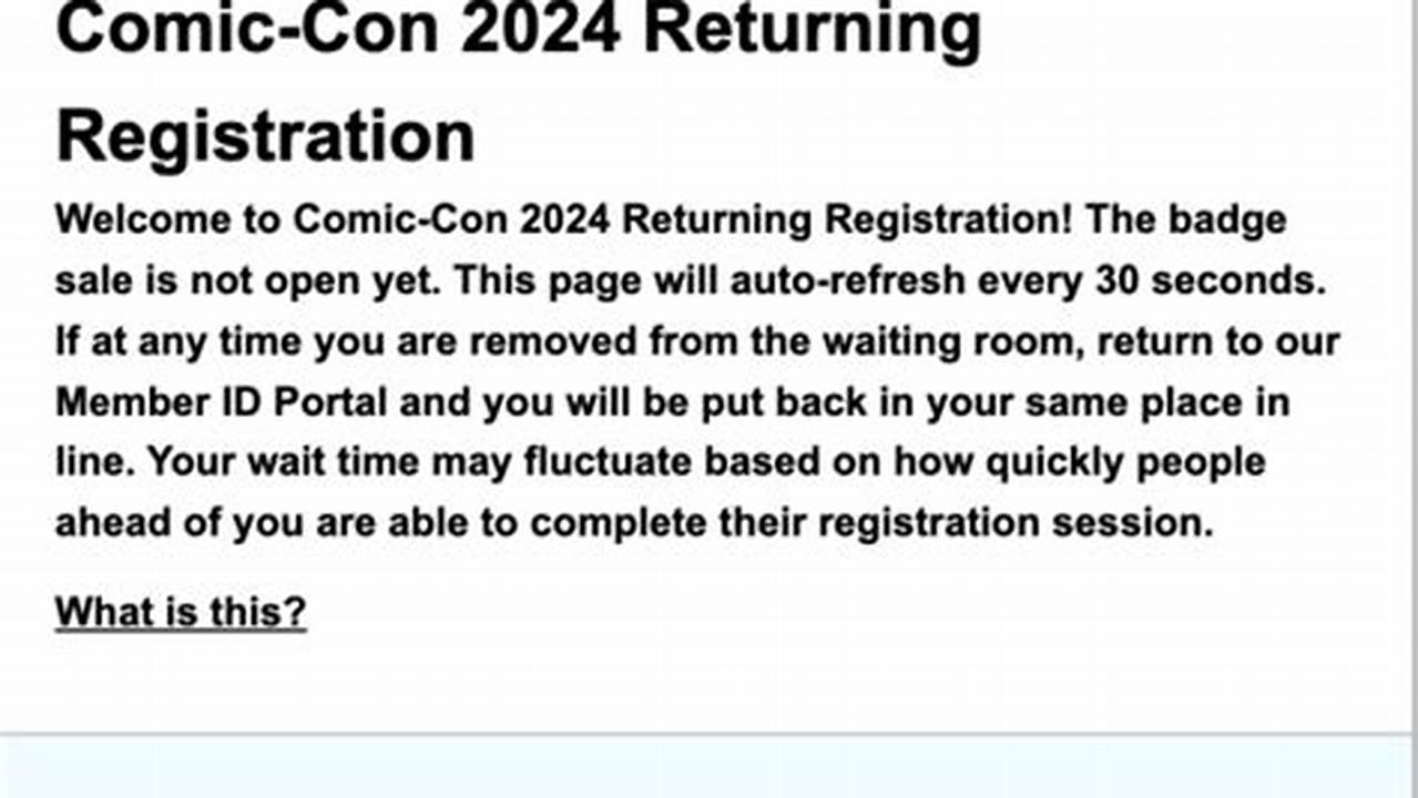When Is Open Registration For Comic Con 2024