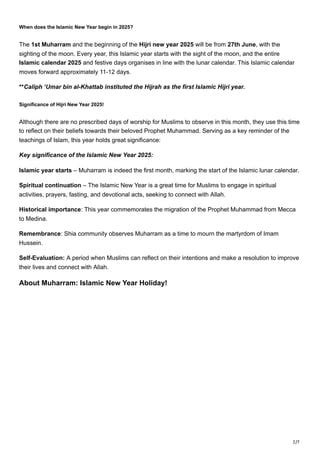 When Does the Islamic New Year Start? Essential Information and Dates for Observance