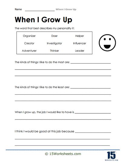 When I Grow Up Worksheet by Miss K | Teachers Pay Teachers