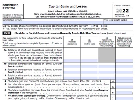 IRS Tax Form 1040 Schedule D 1040 Form Printable