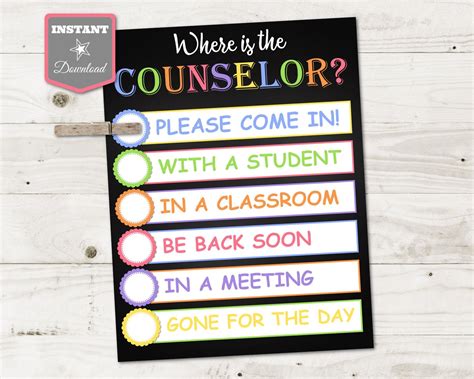 Where Is The Counselor Door Sign Free Printable