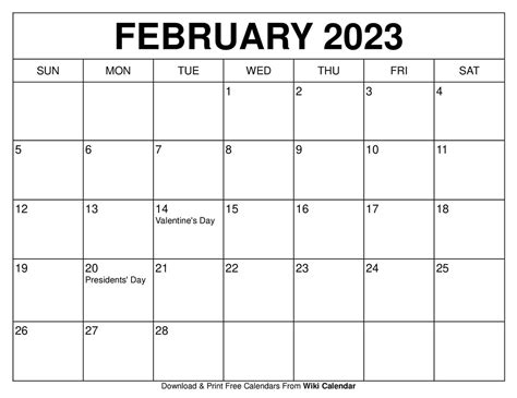 Free Printable February 2023 Calendar 12 Templates