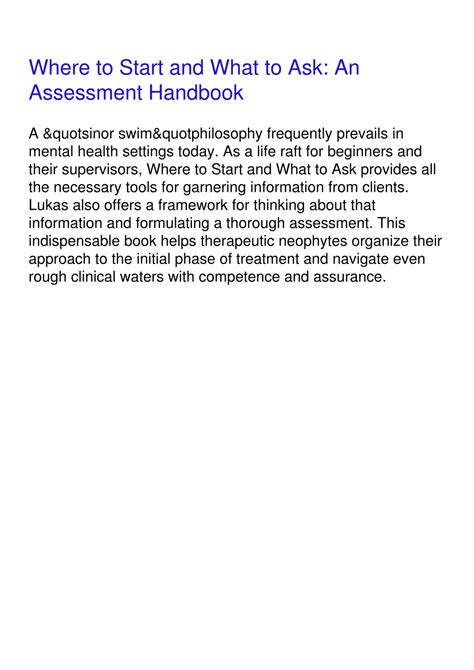 Where To Start And What To Ask: An Assessment Handbook