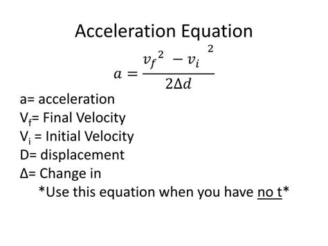 What Equation Can Be Used To Solve For Acceleration?