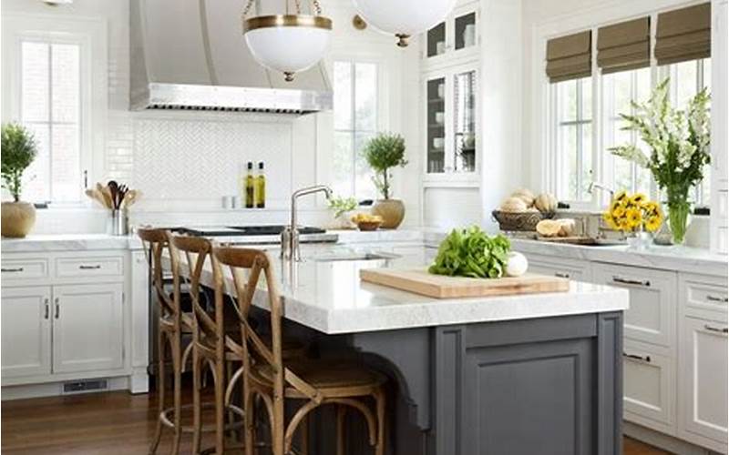 White Kitchen Cabinets With Black Island