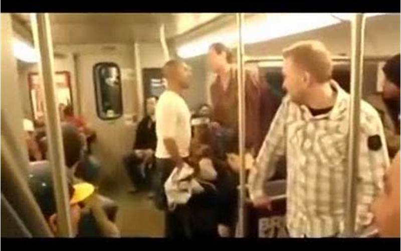White Man Fighting Black Man On Train