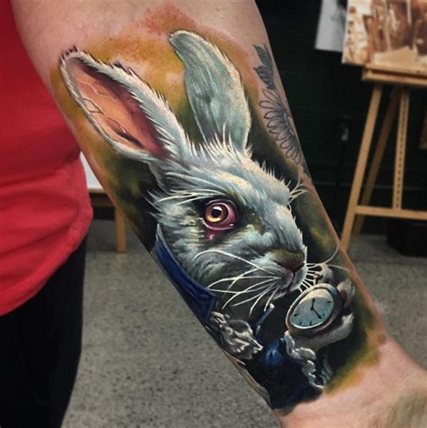 the white rabbit Alice and wonderland tattoos