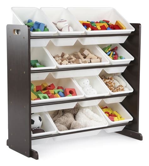 Toy Storage Organizer with 16 White Color Plastic Bins