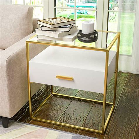 White And Gold End Table