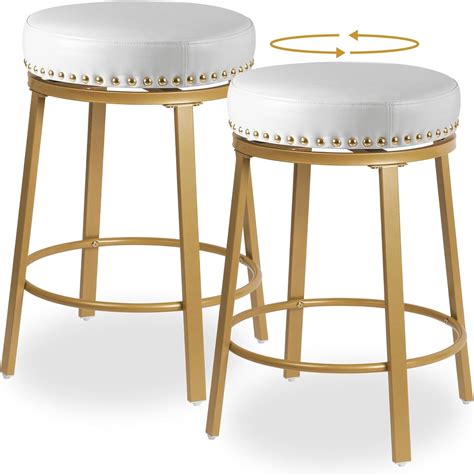 Upgrade Your Kitchen with Elegant White and Gold Stools