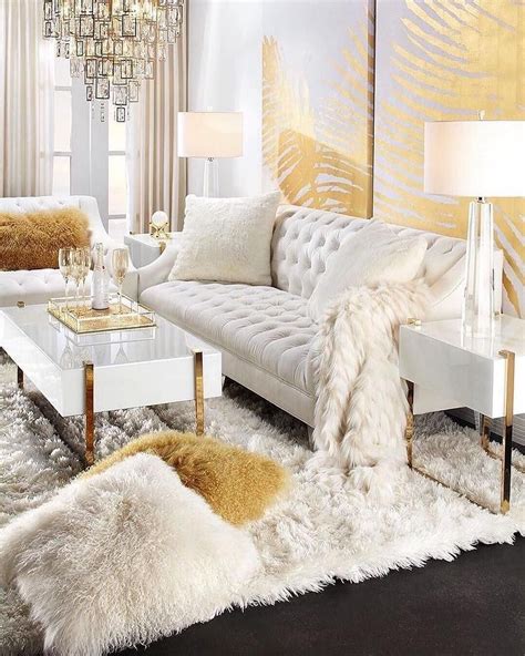 White And Gold Living Room Set
