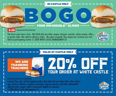 White Castle Coupon Buy 5 Get 5 Free Printable