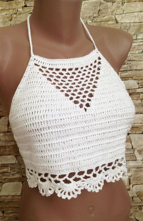 White Crochet Halter Top