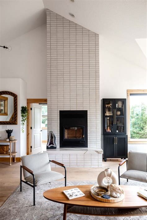 White Fireplace With Tile