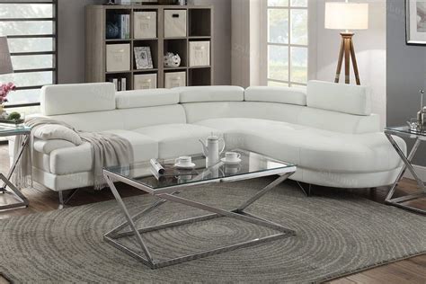 White Leather Modern Sectional