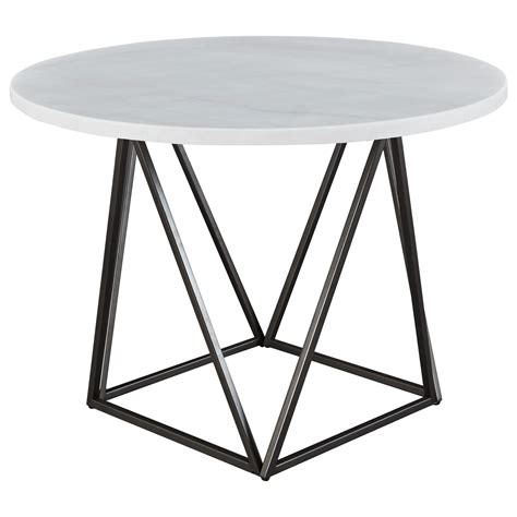 White MarbleEffect Round Dining Table [Battista]