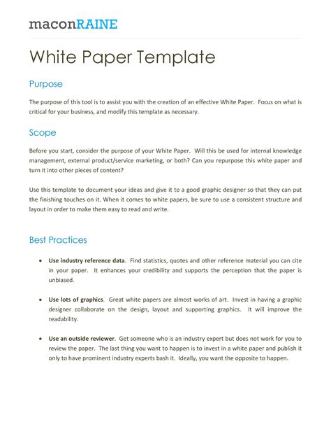 White Papers MS Word templates & free tutorials