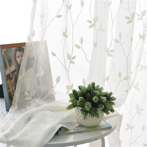 White Patterned Voile Curtains