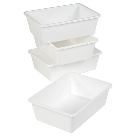 Tot Tutors White Plastic Small Storage Bins (Set of 4)SM695 The Home Depot