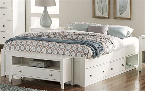 Better Homes & Gardens Modern Farmhouse Queen Platform Bed with Storage, Rustic White Finish