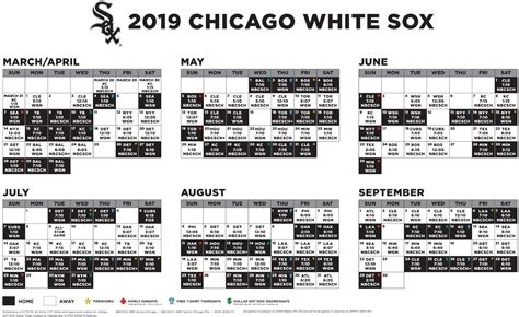 White Sox 2019 Schedule Printable