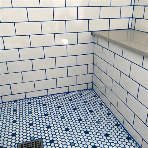 White Tile Blue Grout