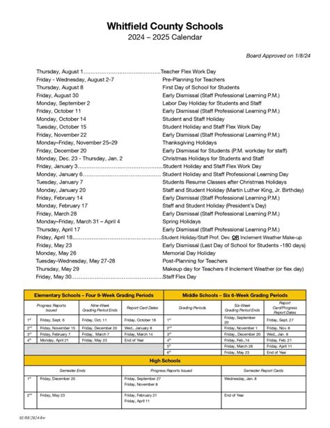 Whitfield County School Calendar