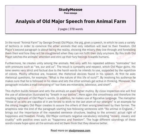 Who Gave The Speech About A Dream In Animal Farm
