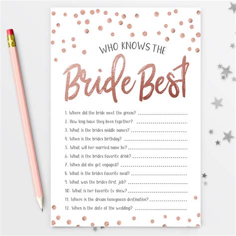 Who Knows The Bride Best Free Printable