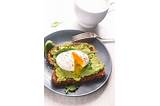 Whole grain toast with mashed avocado and poached egg