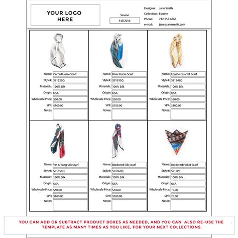 Wholesale Line Sheet Template Free Download