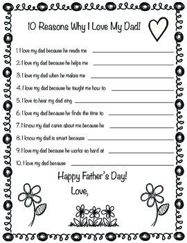 Why I Love My Dad Printable