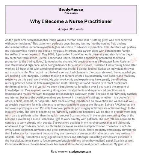 Why I Want To Be A Nurse Paragraph