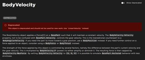 Why is bodyvelocity deprecated when it does more than 