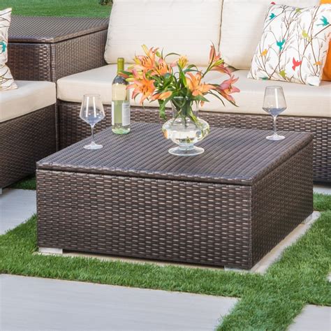 ad SanLouisObispo Outdoor Wicker Storage Coffee Table This storage coffee table is ideal for