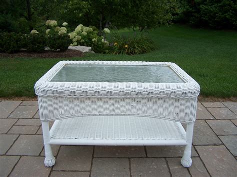 Wicker Coffee Table White