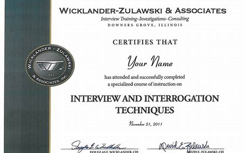 Wicklander And Zulawski Certification Training