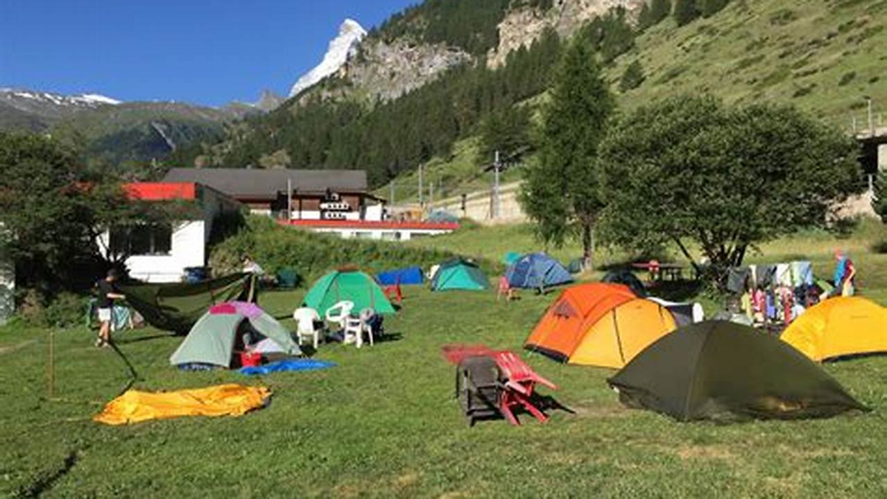 Camping With A View Lake Stellisee Zermatt Switzerland HighRes Stock