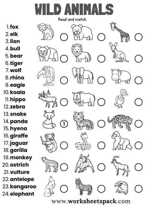 Wild Animals Worksheets - DID YOU KNOW!