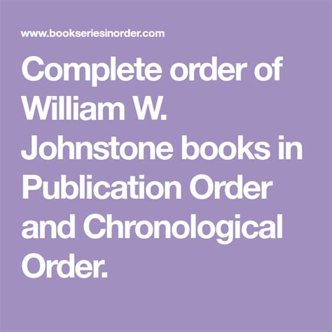 William W Johnstone Books In Chronological Order